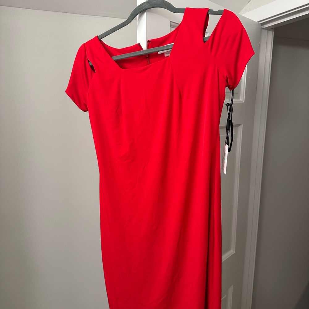 Calvin Klein Red Cold Shoulder Dress